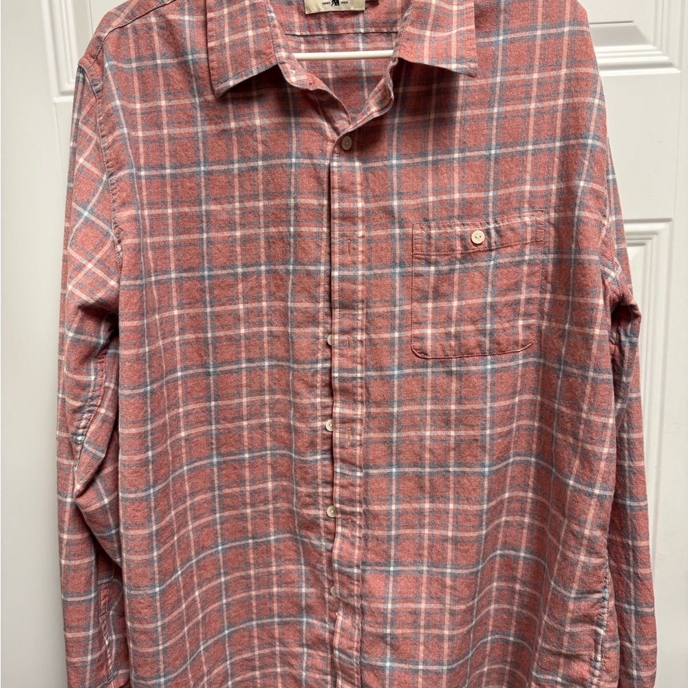 Men's Plaid Shirt - Salmon and blue plaid